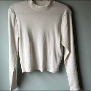 Off-white cream colored mock neck crop long sleeve by Abercrombie & Fitch
